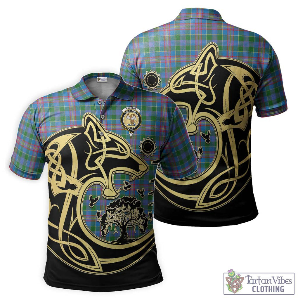 Ralston Tartan Polo Shirt with Family Crest Celtic Wolf Style Kid - Tartanvibesclothing Shop