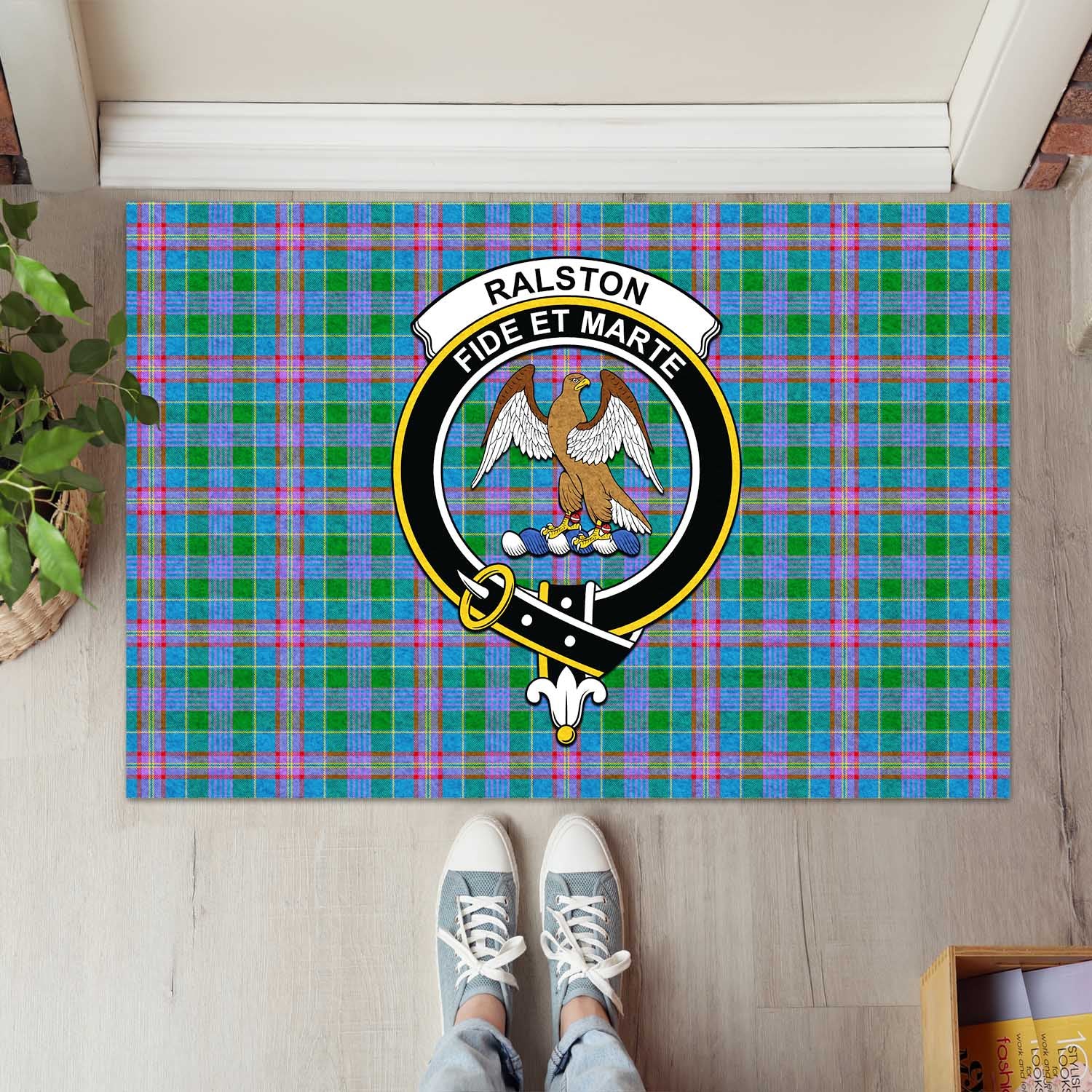 Ralston Tartan Door Mat with Family Crest - Tartanvibesclothing