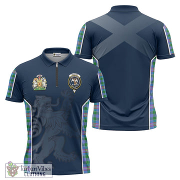 Ralston Tartan Zipper Polo Shirt with Family Crest and Lion Rampant Vibes Sport Style Unisex - Tartan Vibes Clothing