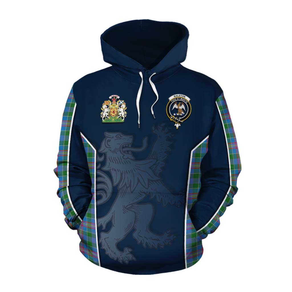 Tartan Vibes Clothing Ralston Tartan Cotton Hoodie with Family Crest and Lion Rampant Vibes Sport Style