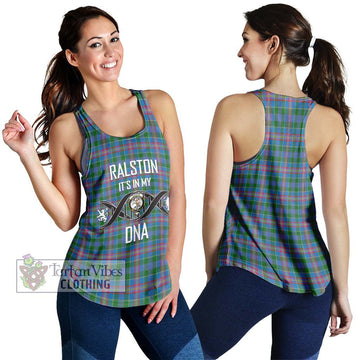 Ralston Tartan Women's Racerback Tanks with Family Crest DNA In Me Style