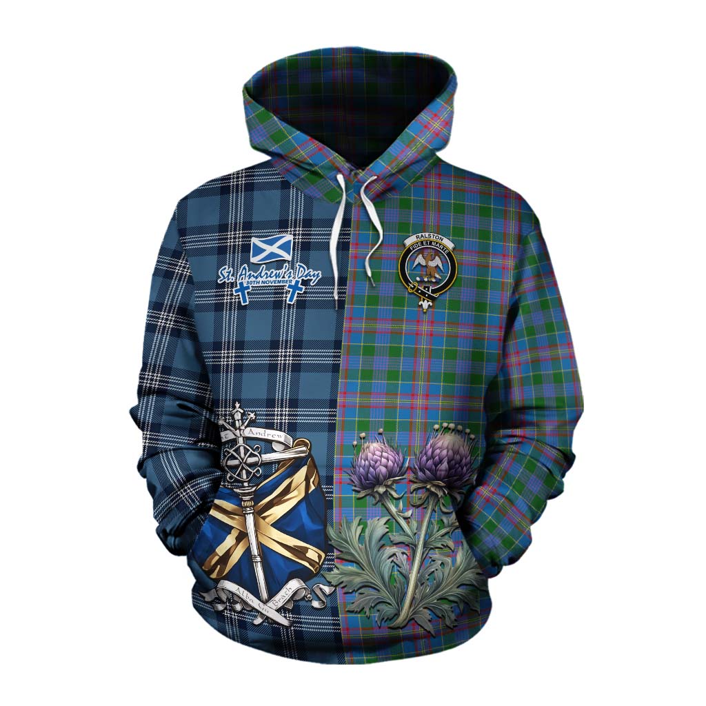 Tartan Vibes Clothing Ralston Tartan Cotton Hoodie Happy St. Andrew's Day Half Tartan Style