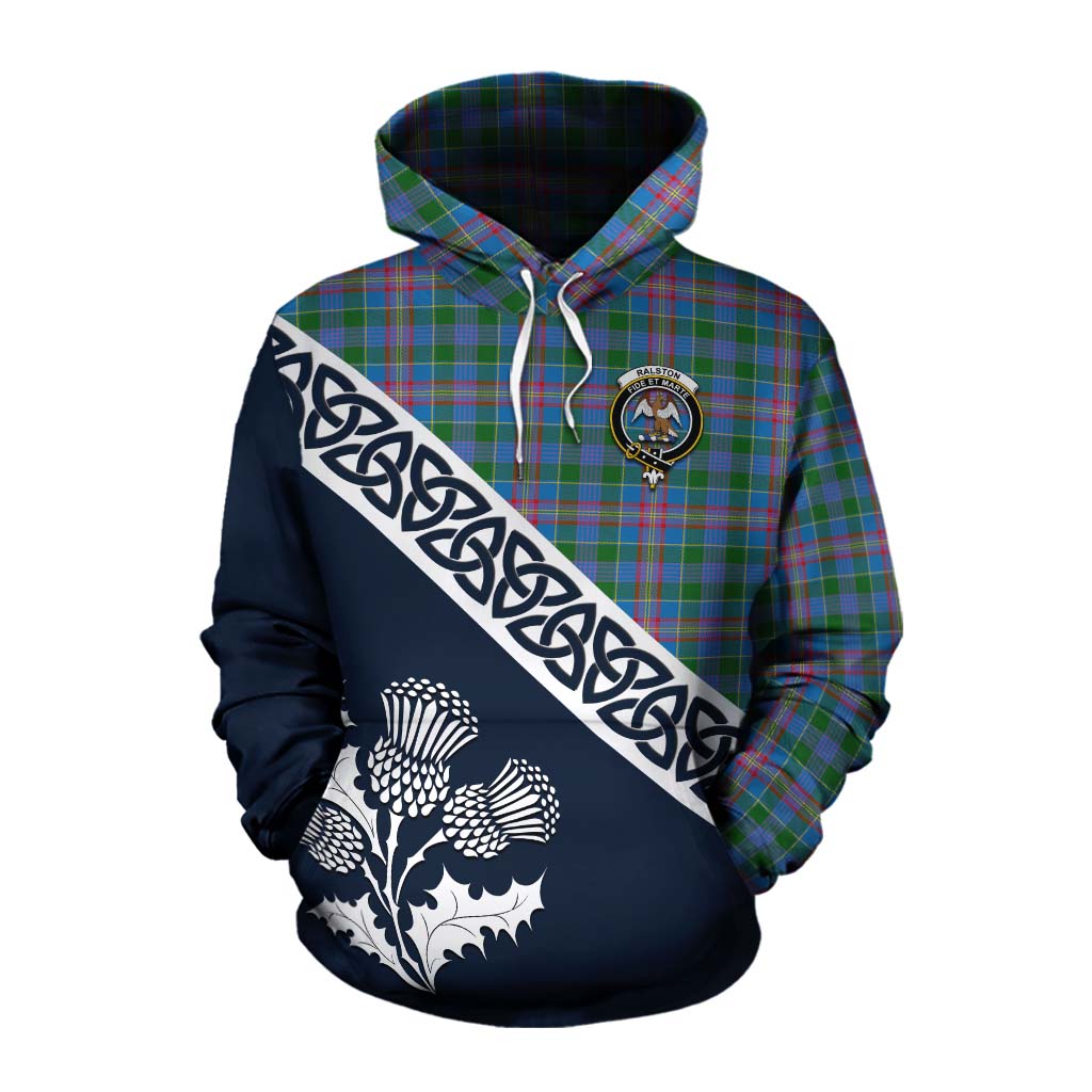 Tartan Vibes Clothing Ralston Tartan Cotton Hoodie Featuring Thistle and Scotland Map