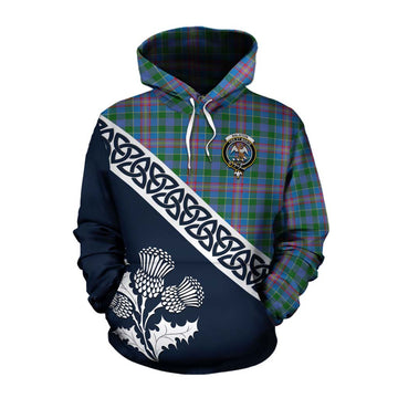 Ralston Tartan Cotton Hoodie Featuring Thistle and Scotland Map