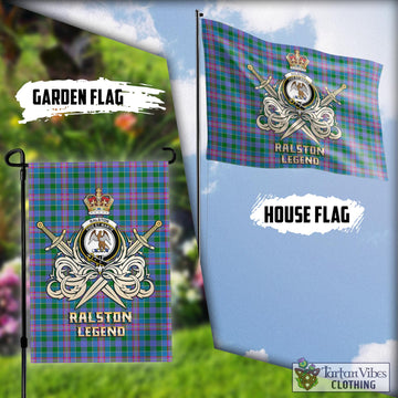 Ralston Tartan Flag with Clan Crest and the Golden Sword of Courageous Legacy