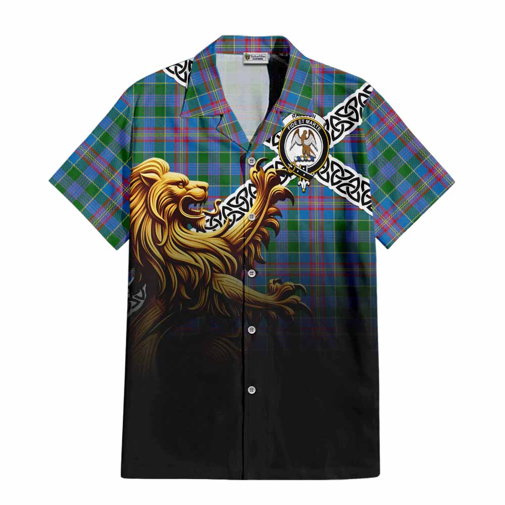 Ralston Crest Tartan Hawaiian Shirt with Golden Lion Emblem Celtic Style Kid - Tartan Vibes Clothing