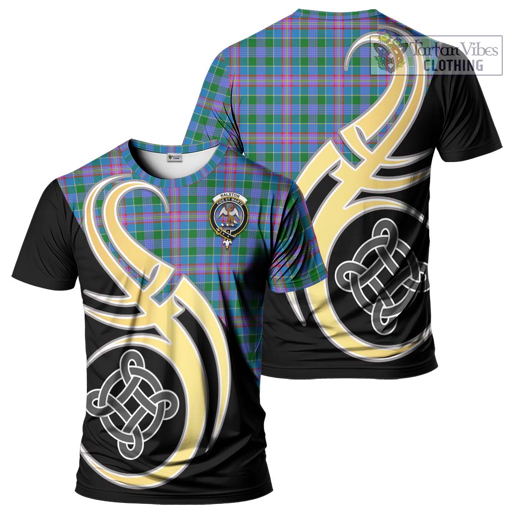 Tartan Vibes Clothing Ralston Tartan T-Shirt with Family Crest and Celtic Symbol Style