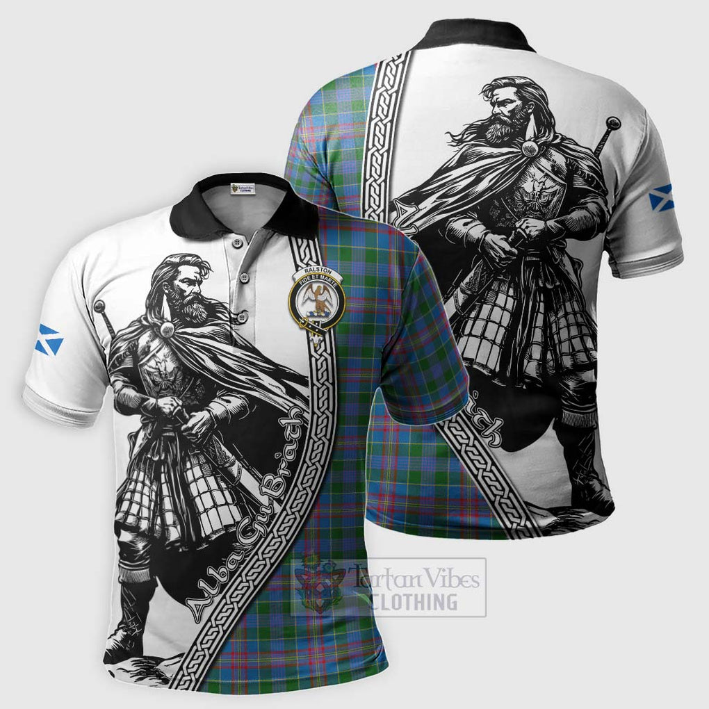 Tartan Vibes Clothing Ralston Tartan Clan Crest Polo Shirt with Highlander Warrior Celtic Style