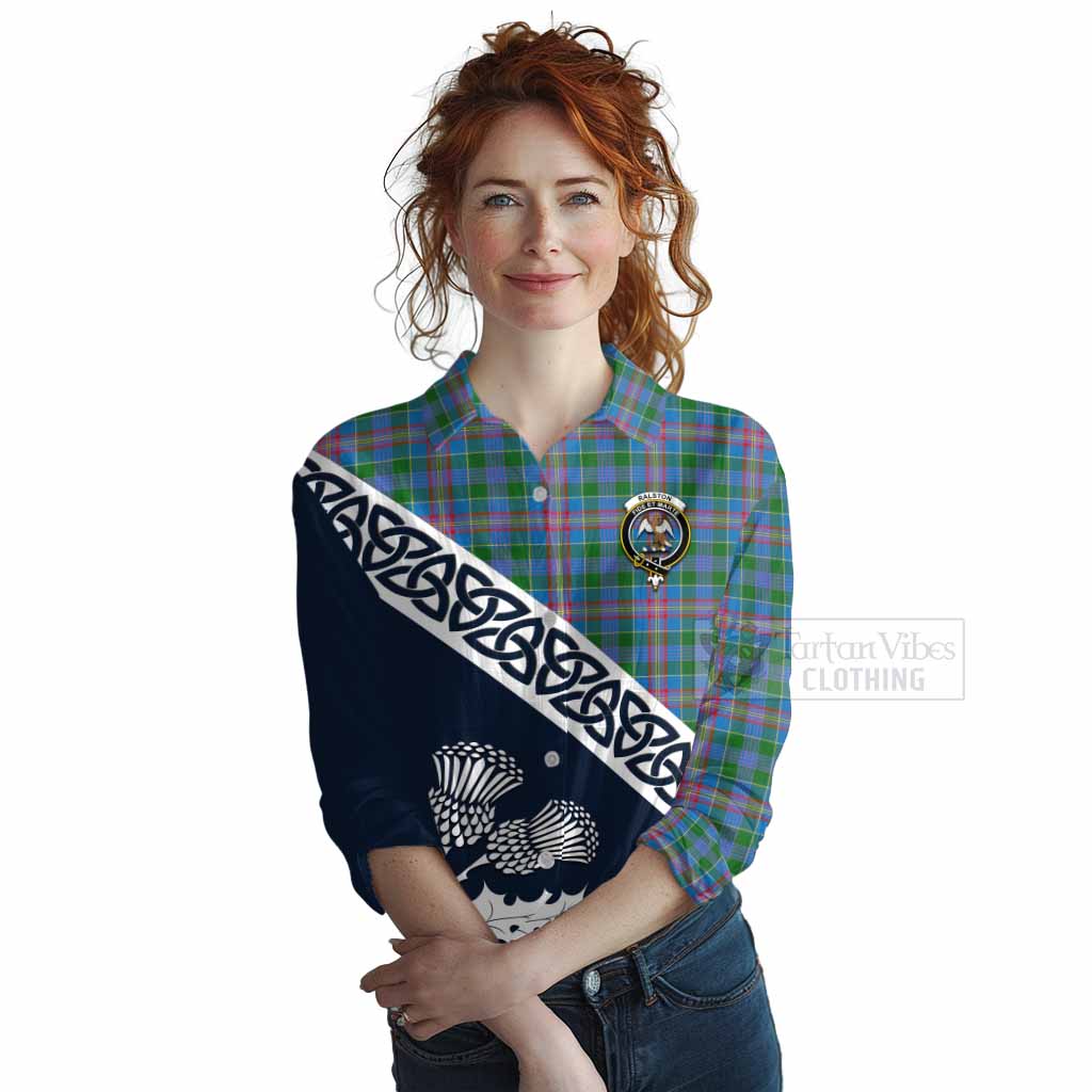 Tartan Vibes Clothing Ralston Tartan Women's Casual Shirt Featuring Thistle and Scotland Map