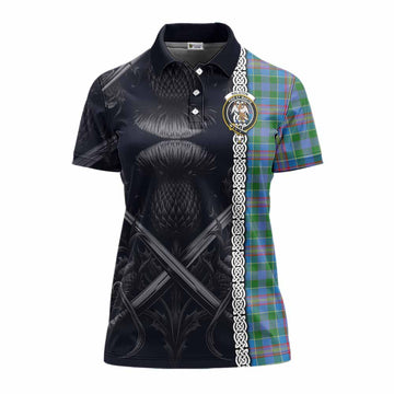 Ralston Tartan Women's Polo Shirt with Family Crest Cross Sword Thistle Celtic Vibes