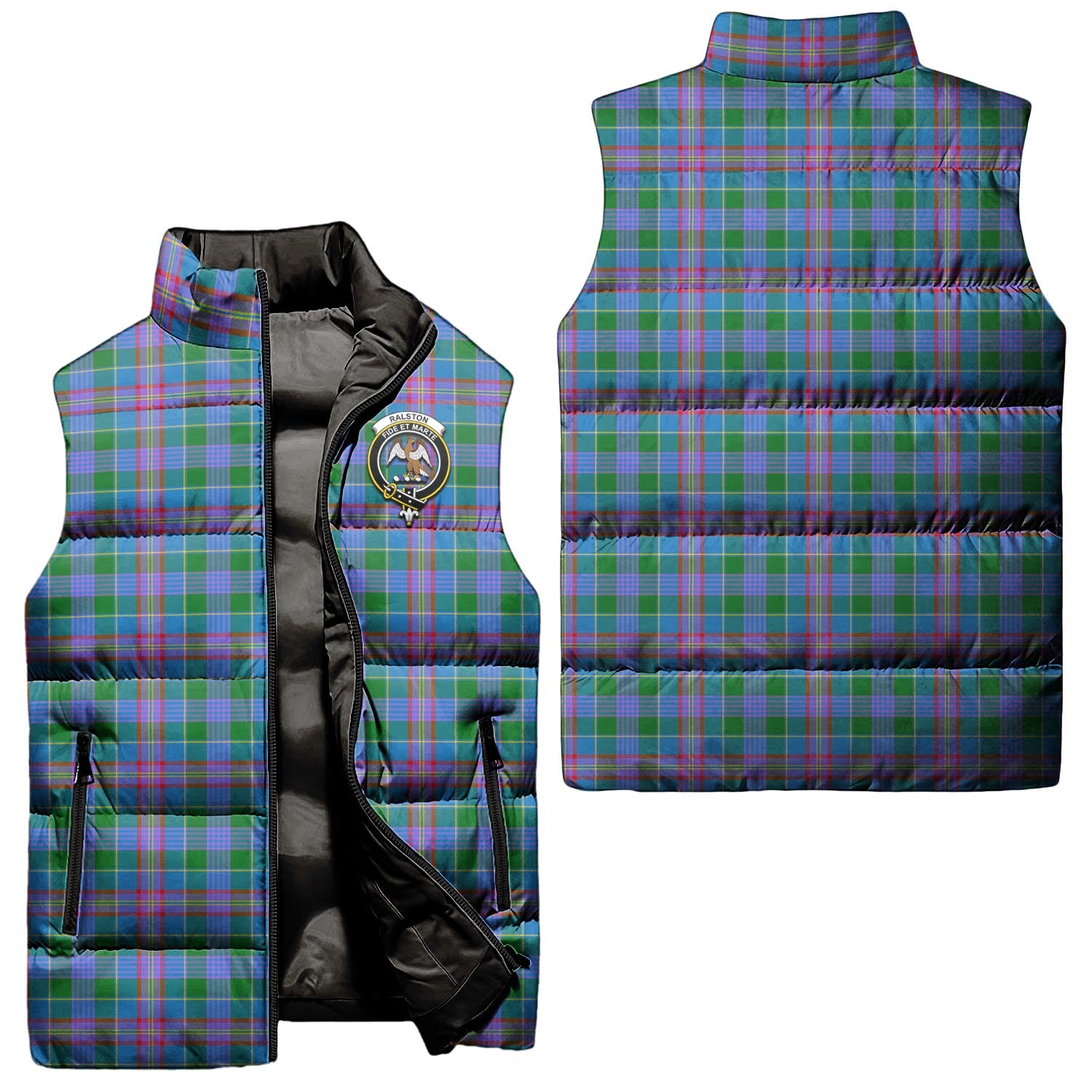 Ralston Tartan Sleeveless Puffer Jacket with Family Crest Unisex - Tartanvibesclothing