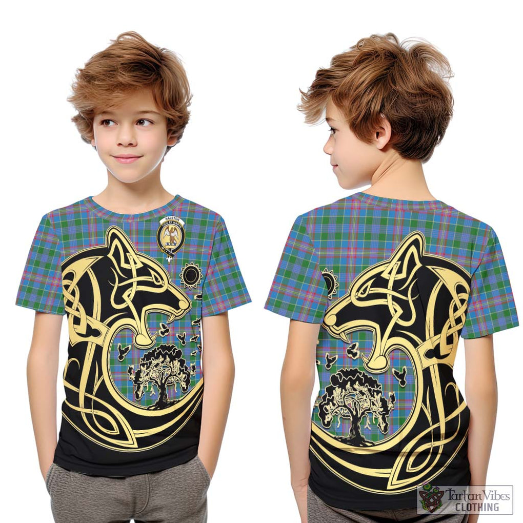 Ralston Tartan Kid T-Shirt with Family Crest Celtic Wolf Style Youth XL Size14 - Tartan Vibes Clothing