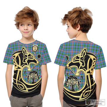 Ralston Tartan Kid T-Shirt with Family Crest Celtic Wolf Style