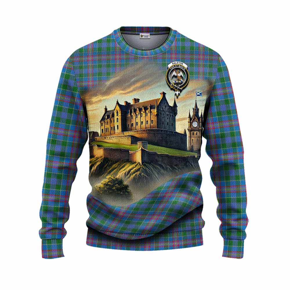 Ralston Tartan Family Crest Knitted Sweater with Scottish Ancient Castle Style Unisex - Tartan Vibes Clothing