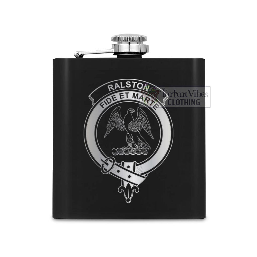 Ralston Crest Hip Flask Set 7oz Black Stainless Steel with A Gift Box One Size 7oz - 2D-tartanvibesclothing