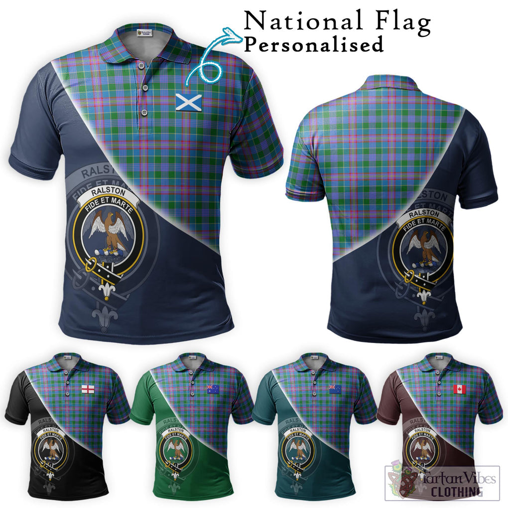 Ralston Tartan Polo Shirt with Personalised National Flag and Family Crest Half Style Maroon - Tartanvibesclothing Shop