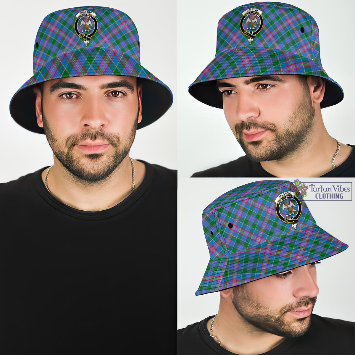 Tartan Vibes Clothing Ralston Tartan Bucket Hat with Family Crest