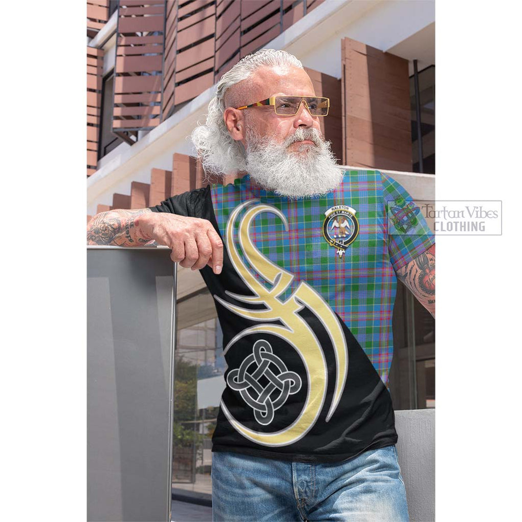 Tartan Vibes Clothing Ralston Tartan Cotton T-shirt with Family Crest and Celtic Symbol Style