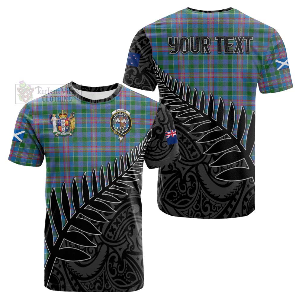 Tartan Vibes Clothing Ralston Crest Tartan Cotton T-shirt with New Zealand Silver Fern Half Style