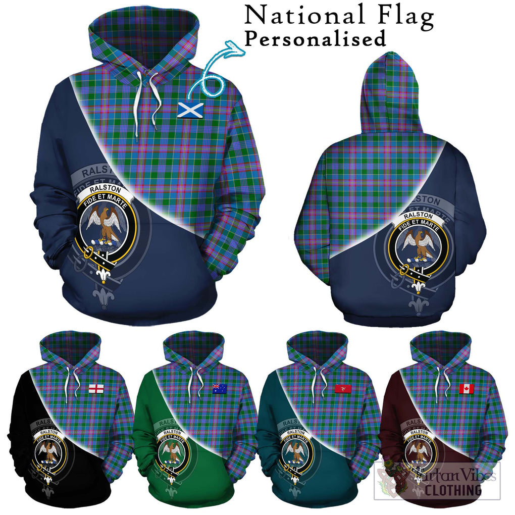 Ralston Tartan Hoodie with Personalised National Flag and Family Crest Half Style Zip Hoodie - Tartanvibesclothing Shop