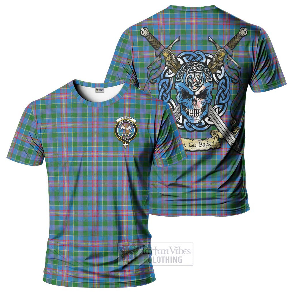 Tartan Vibes Clothing Ralston Tartan T-Shirt with Family Crest Celtic Skull Style