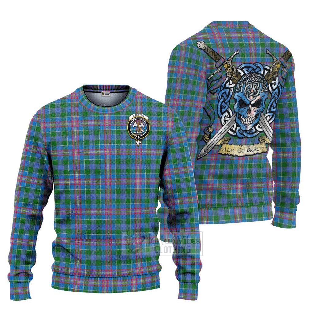 Ralston Tartan Ugly Sweater with Family Crest Celtic Skull Style Unisex - Tartan Vibes Clothing