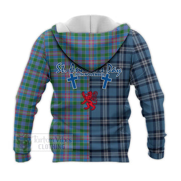 Ralston Tartan Knitted Hoodie Happy St. Andrew's Day Half Tartan Style