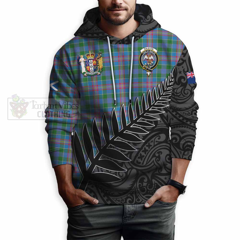 Tartan Vibes Clothing Ralston Crest Tartan Hoodie with New Zealand Silver Fern Half Style