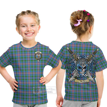 Ralston Tartan Kid T-Shirt with Family Crest Celtic Skull Style