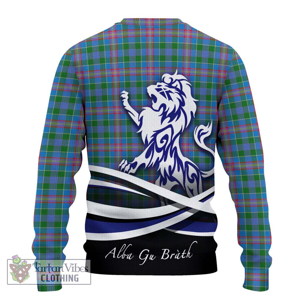 Ralston Tartan Knitted Sweater with Alba Gu Brath Regal Lion Emblem - Tartanvibesclothing Shop