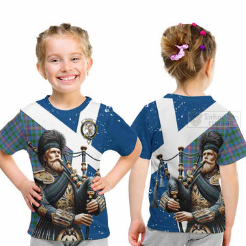 Ralston Tartan Kid T-Shirt with Family Crest Scottish Bagpiper Vibes