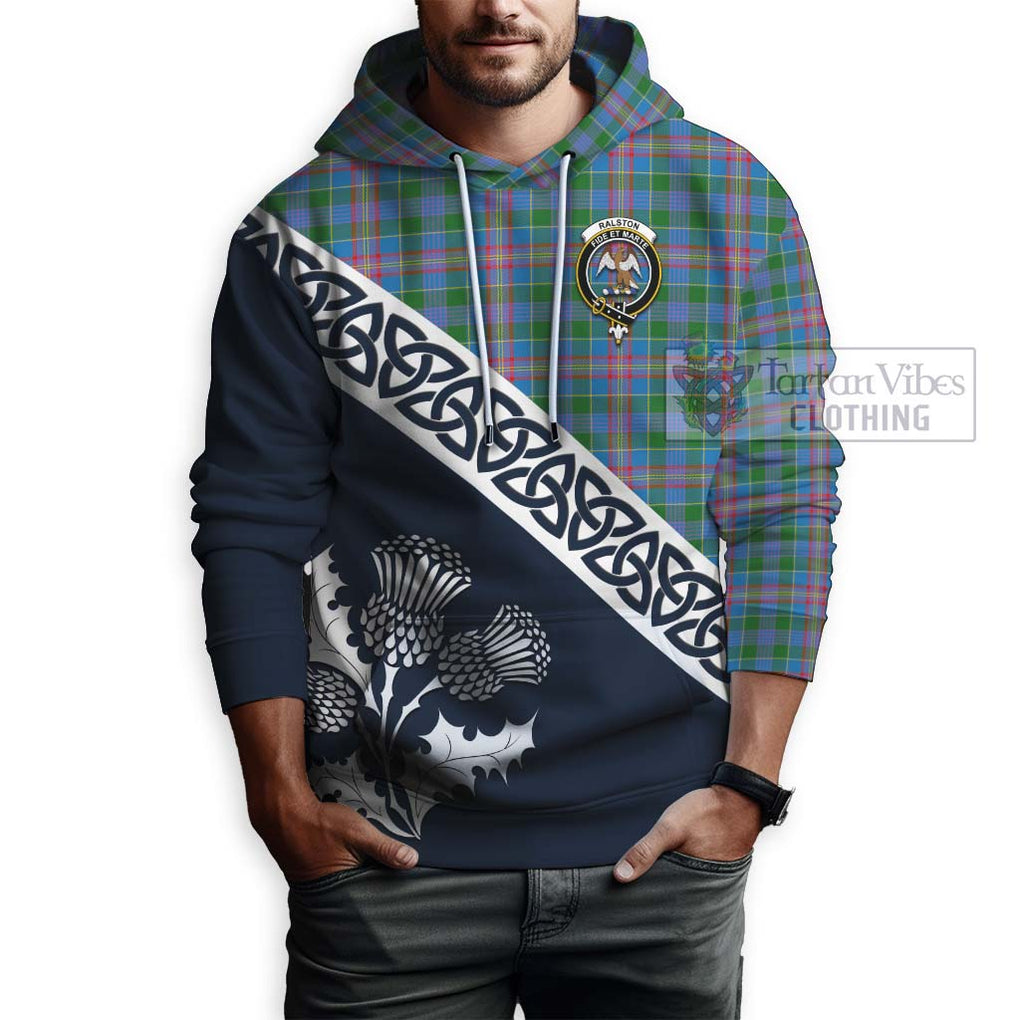 Tartan Vibes Clothing Ralston Tartan Hoodie Featuring Thistle and Scotland Map