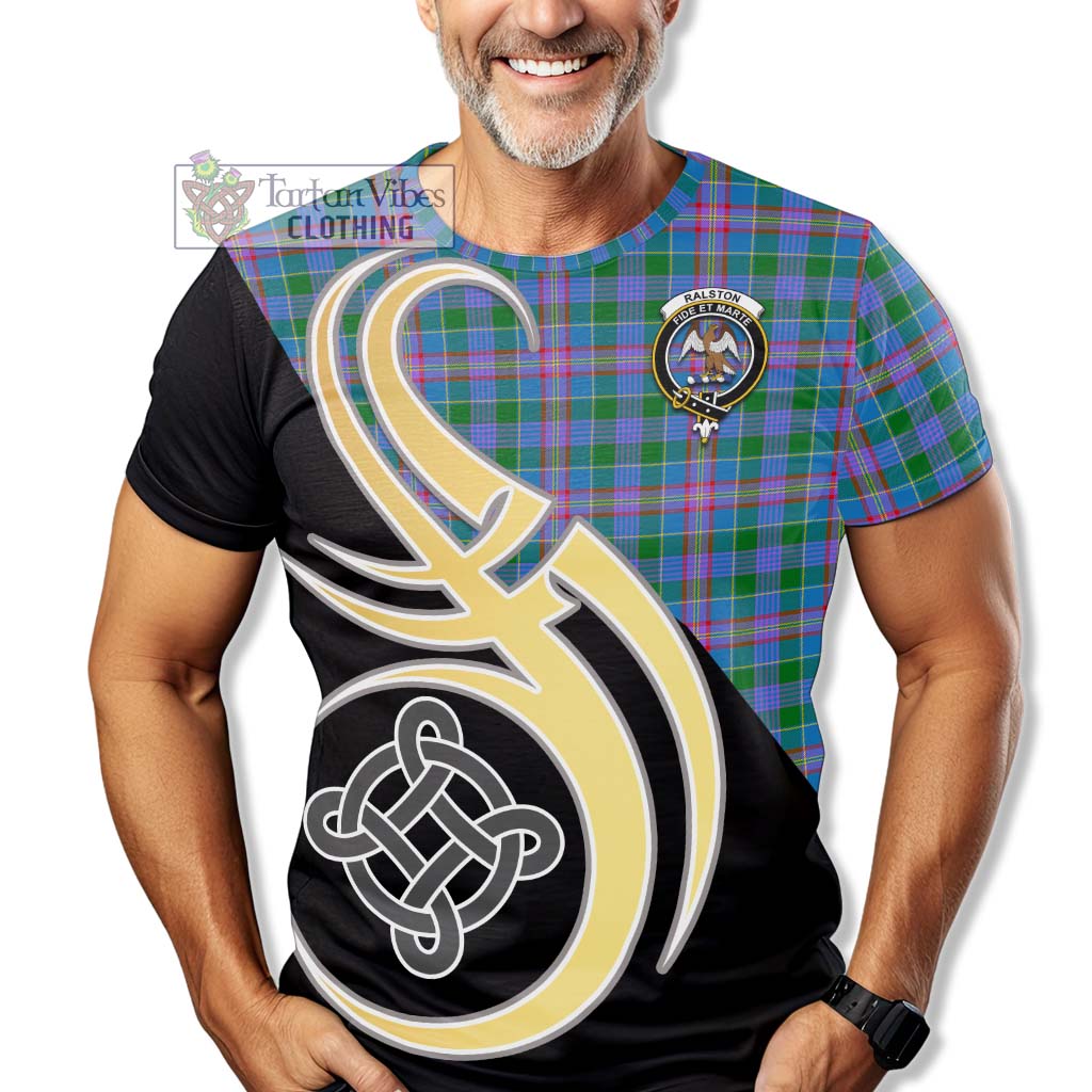 Tartan Vibes Clothing Ralston Tartan T-Shirt with Family Crest and Celtic Symbol Style