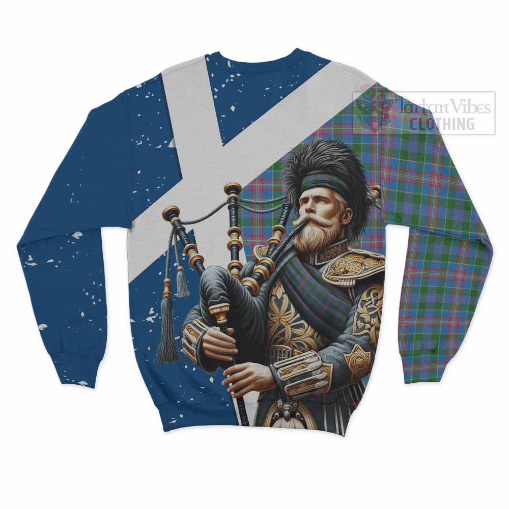 Tartan Vibes Clothing Ralston Tartan Sweatshirt with Family Crest Scottish Bagpiper Vibes