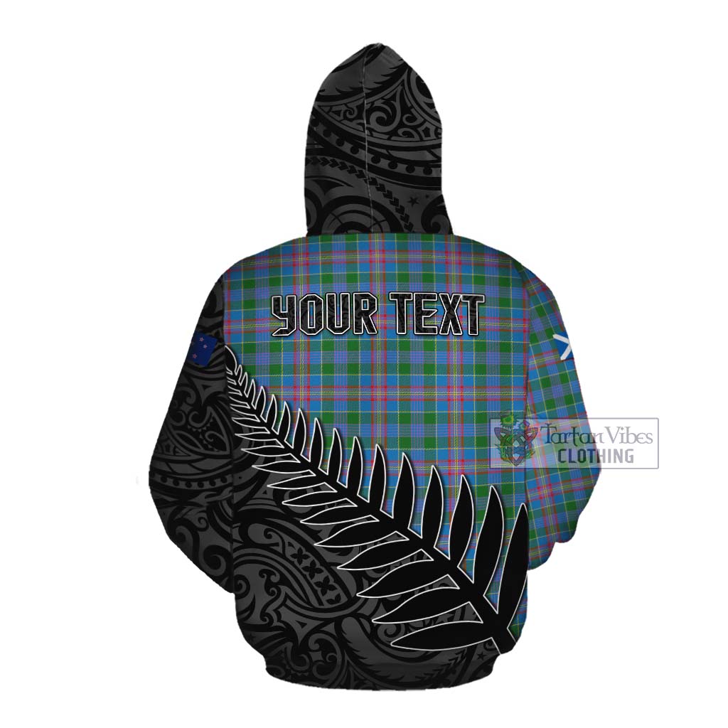 Tartan Vibes Clothing Ralston Crest Tartan Cotton Hoodie with New Zealand Silver Fern Half Style