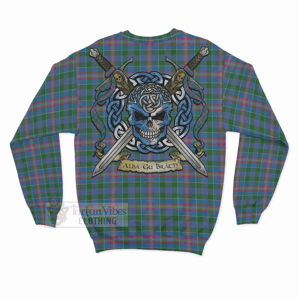 Tartan Vibes Clothing Ralston Tartan Sweatshirt with Family Crest Celtic Skull Style