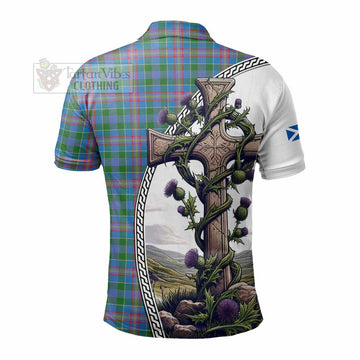 Ralston Tartan Polo Shirt with Family Crest and St. Andrew's Cross Accented by Thistle Vines