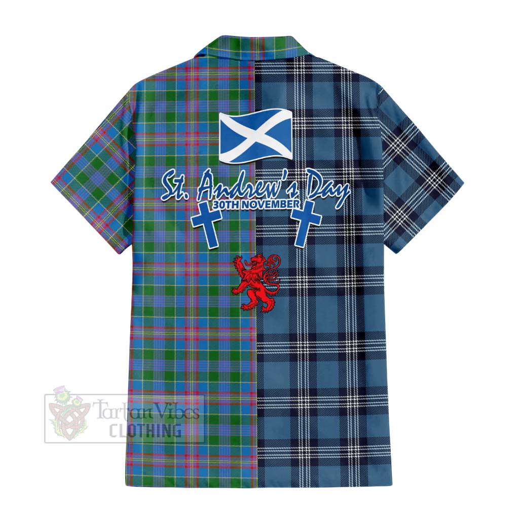 Tartan Vibes Clothing Ralston Tartan Short Sleeve Button Shirt Happy St. Andrew's Day Half Tartan Style