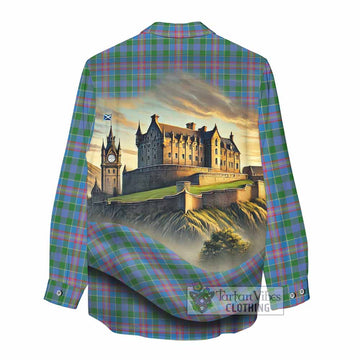 Ralston Tartan Family Crest Women's Casual Shirt with Scottish Ancient Castle Style - Tartan Vibes Clothing