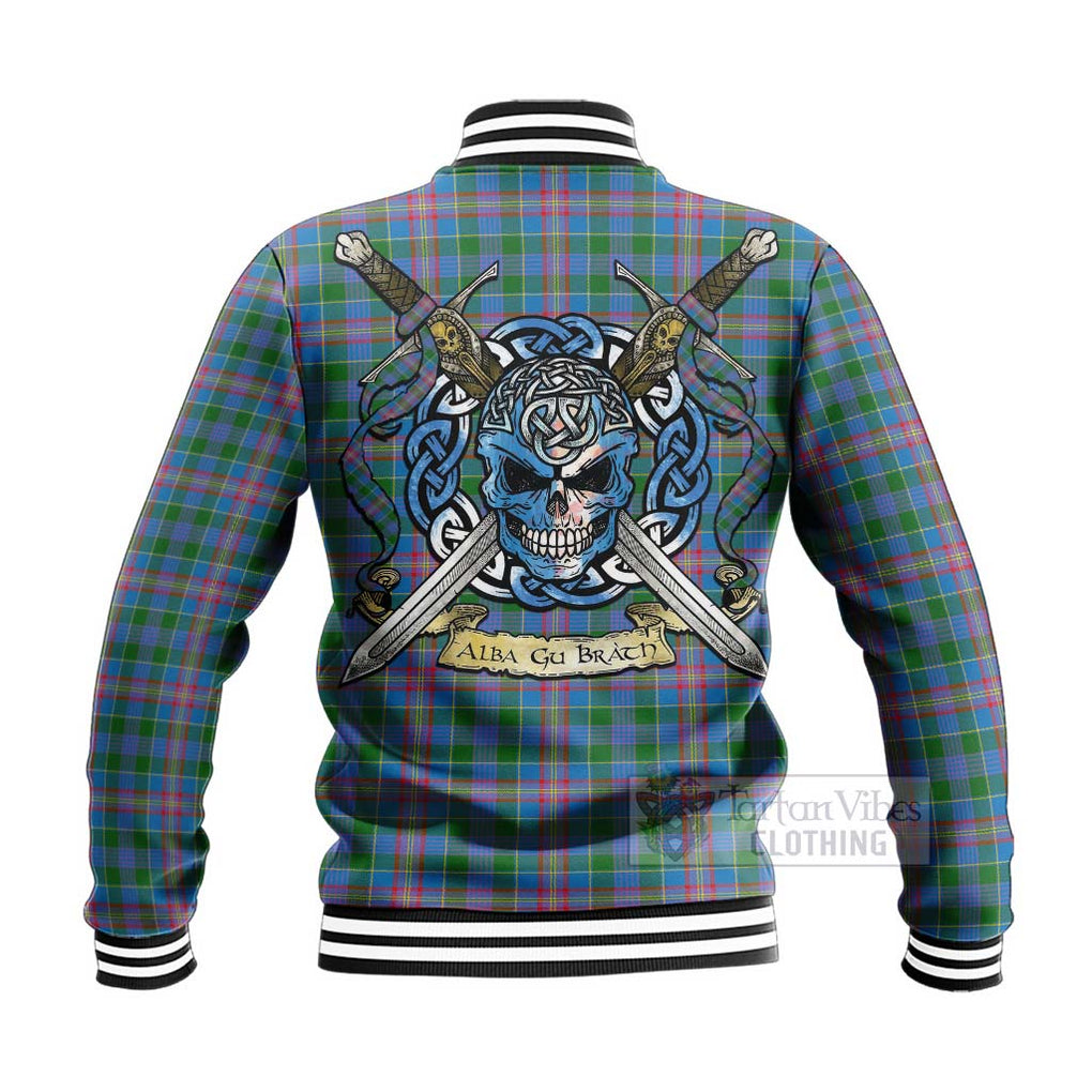 Tartan Vibes Clothing Ralston Tartan Baseball Jacket with Family Crest Celtic Skull Style