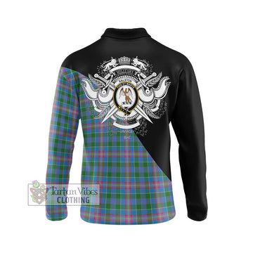 Ralston Tartan Long Sleeve Polo Shirt with Family Crest and Military Logo Style