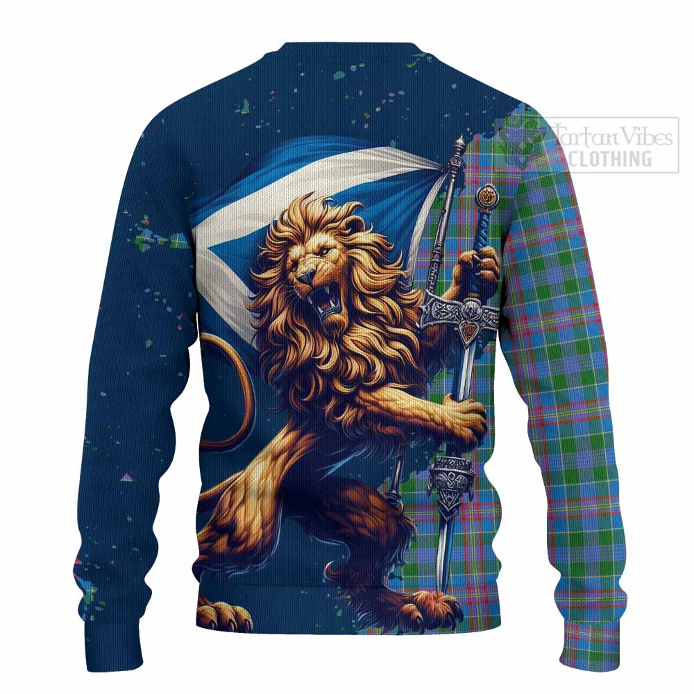 Tartan Vibes Clothing Ralston Tartan Family Crest Knitted Sweater with Scottish Majestic Lion