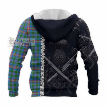 Ralston Tartan Knitted Hoodie with Family Crest Cross Sword Thistle Celtic Vibes