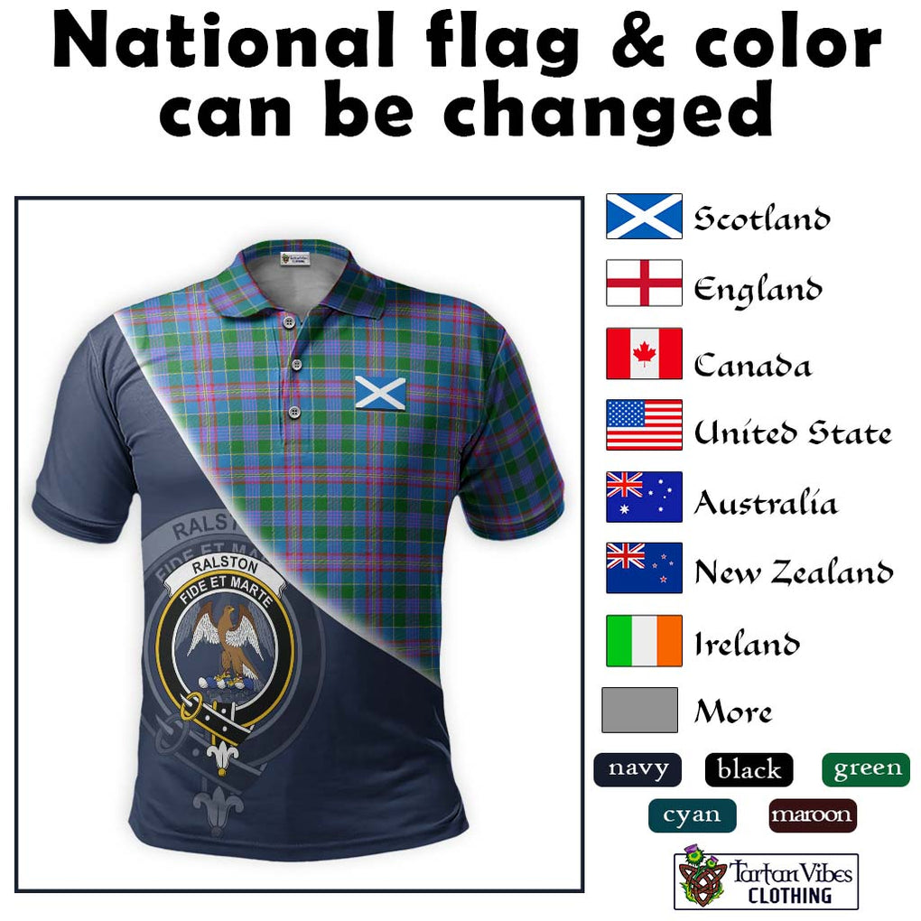 Ralston Tartan Polo Shirt with Personalised National Flag and Family Crest Half Style - Tartanvibesclothing Shop