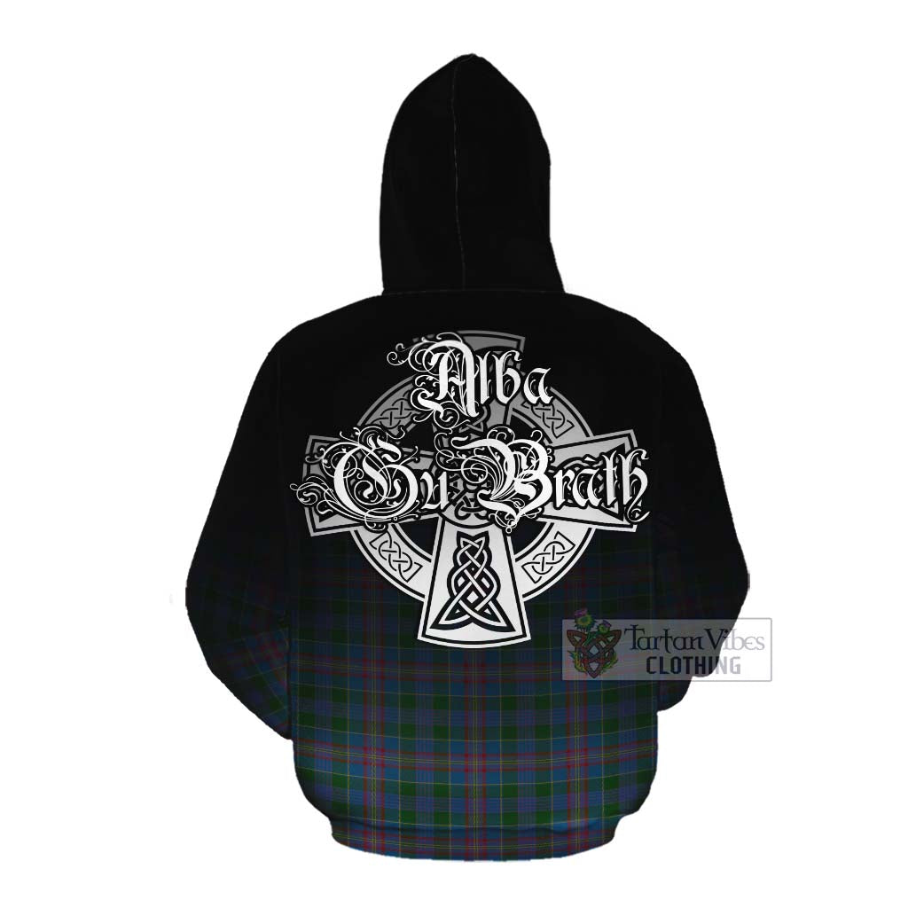 Tartan Vibes Clothing Ralston Tartan Cotton Hoodie Featuring Alba Gu Brath Family Crest Celtic Inspired