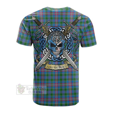 Ralston Tartan Cotton T-shirt with Family Crest Celtic Skull Style