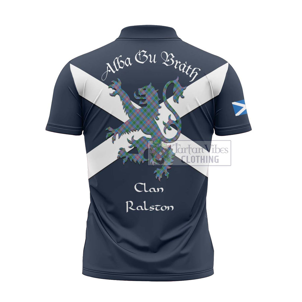 Tartan Vibes Clothing Ralston Tartan Lion Rampant Zipper Polo Shirt – Proudly Display Your Heritage with Alba Gu Brath and Clan Name