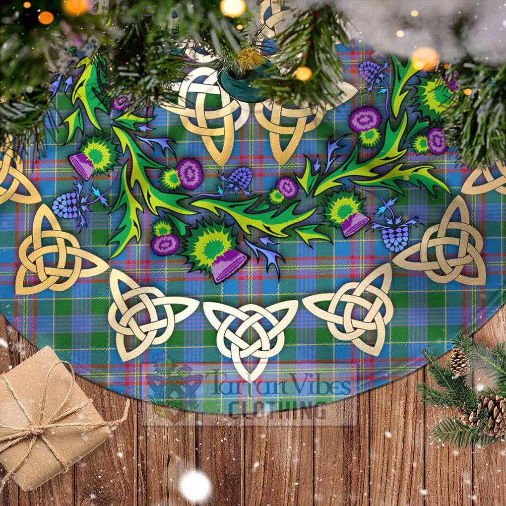 Tartan Vibes Clothing Ralston Tartan Christmas Tree Skirt with Thistle Celtic Knot Style