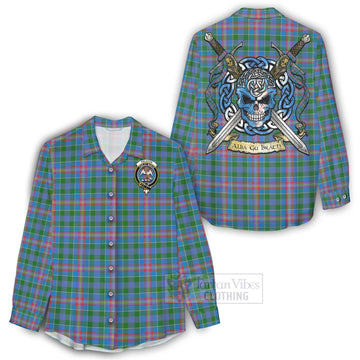 Ralston Tartan Women's Casual Shirt with Family Crest Celtic Skull Style