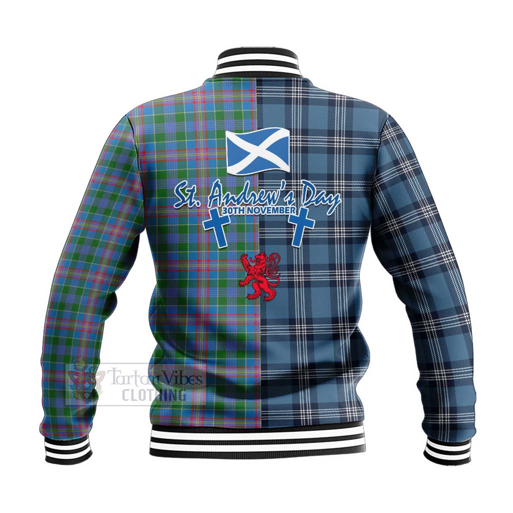 Tartan Vibes Clothing Ralston Tartan Baseball Jacket Happy St. Andrew's Day Half Tartan Style